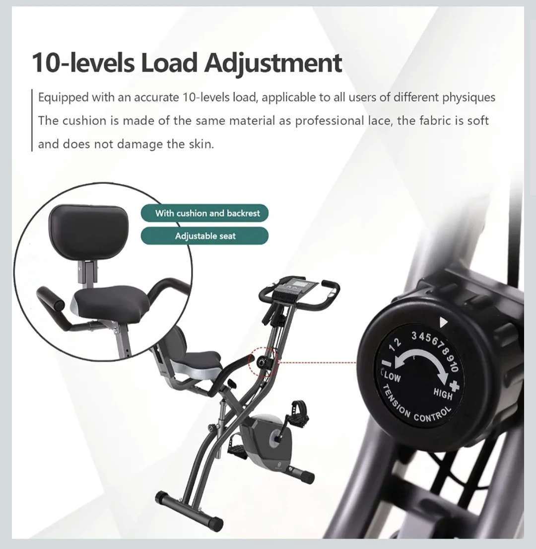 Foldable Exercise Bike with 10-Level Load Adjustment - photo 2