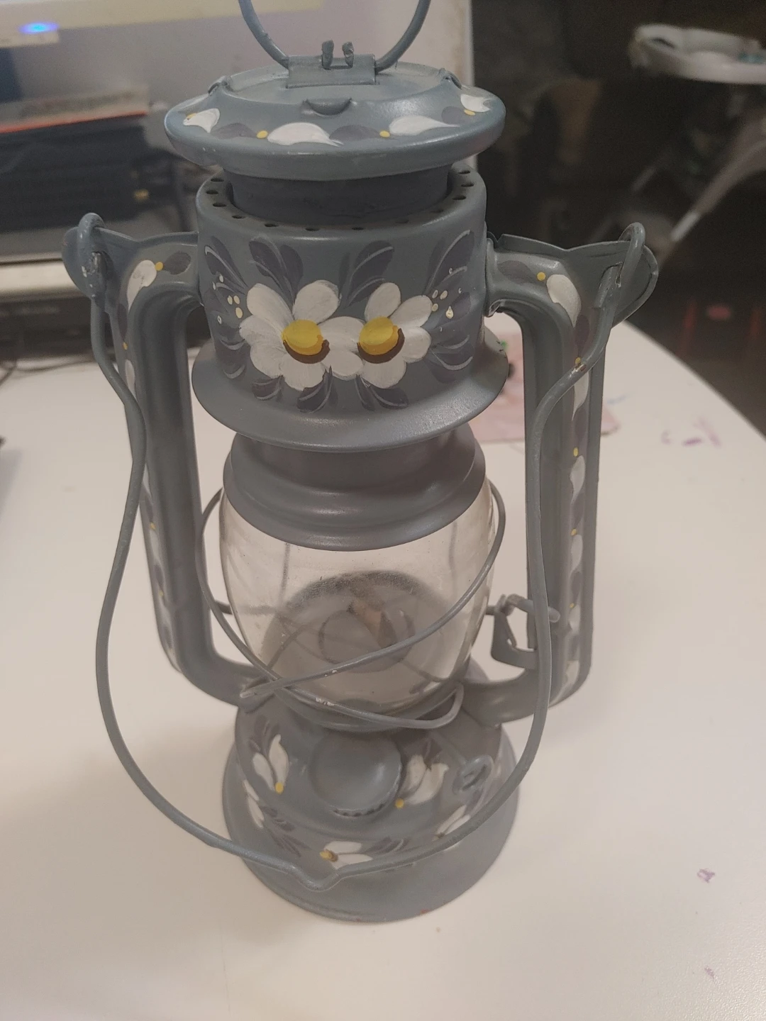 Hand-Painted Grey Decorative Lantern