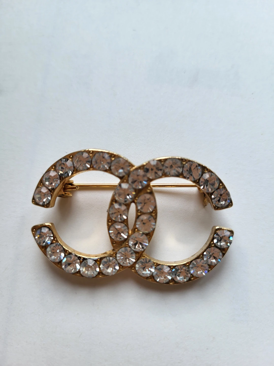 Chanel CC Crystal Gold Brooch