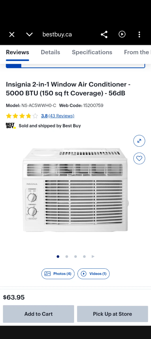 Insignia 5000 BTU Window Air Conditioner - photo 2