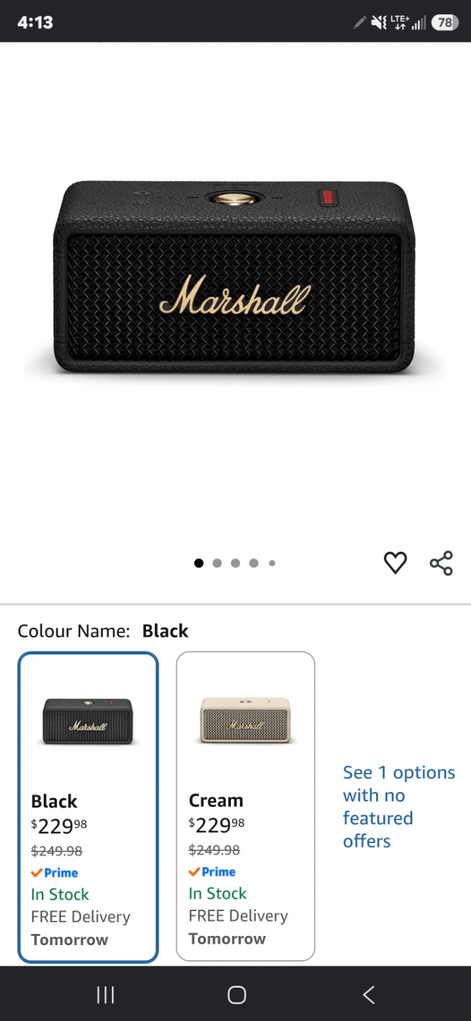 Marshall Emberton Portable Bluetooth Speaker