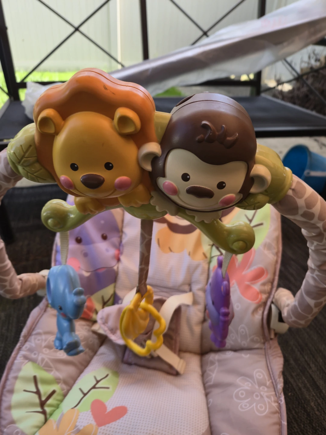 Baby Bouncer Seat w/ Toy Bar – Jungle Animals - photo 2