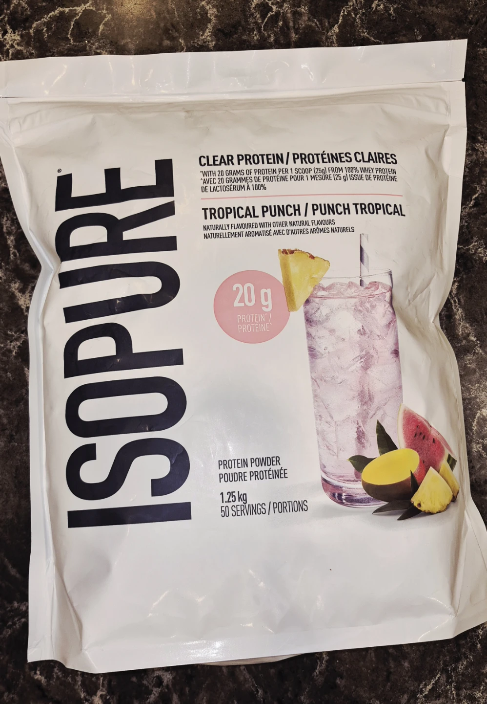 ISOPURE 1.25kg clear protein powder! 20g of protein per scoop