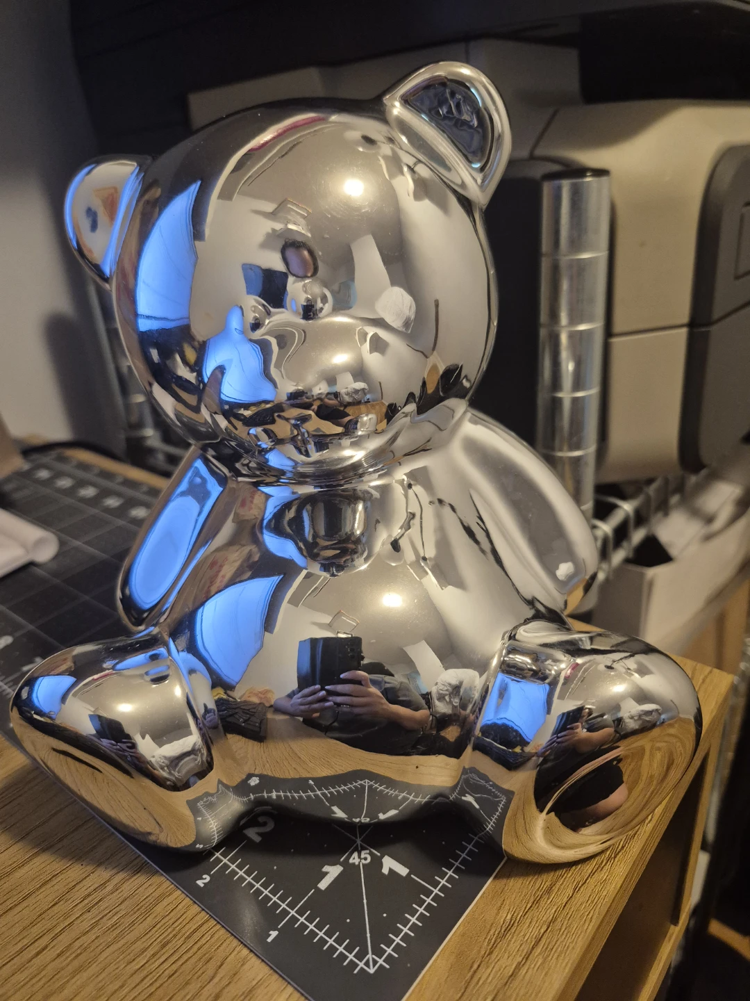 Silver Mirror Finish Bear Bank