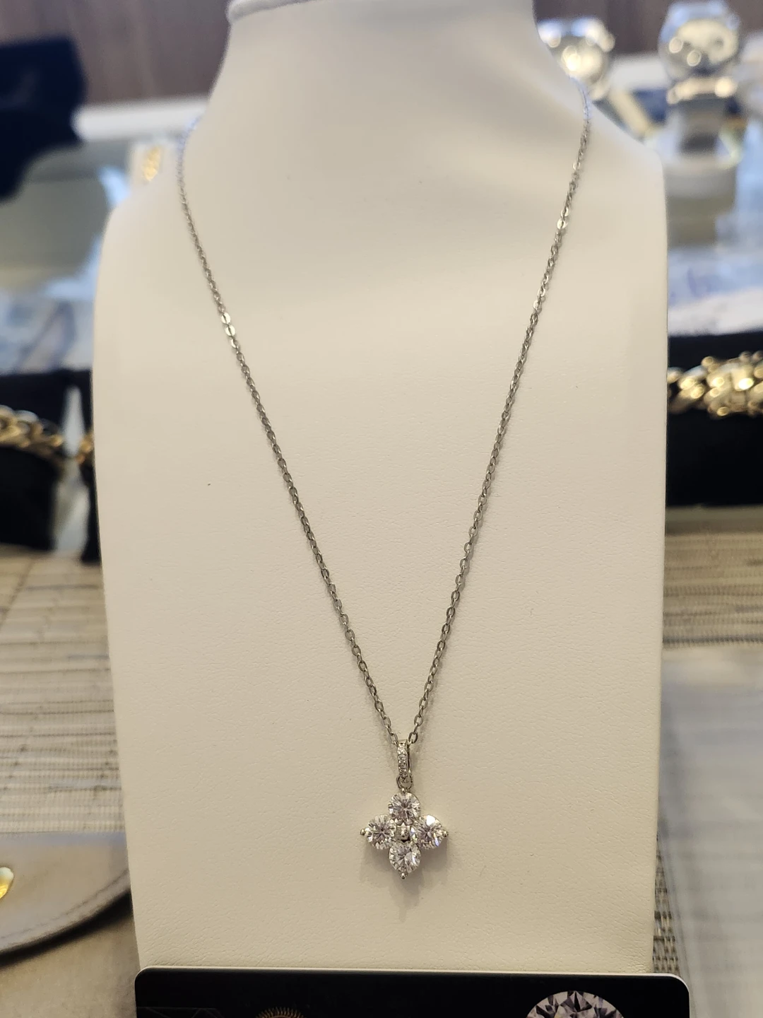 Moissanite Flower Pendant Necklace