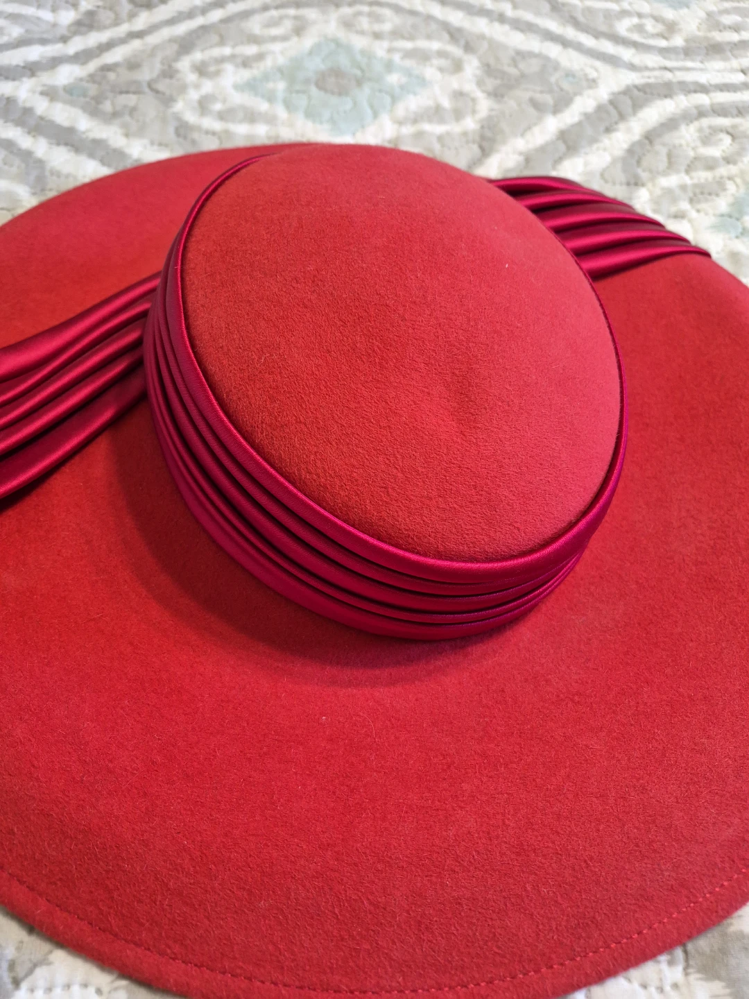 Vintage Ladies Adult Size Creations By Claire Red Fancy Hat - photo 3