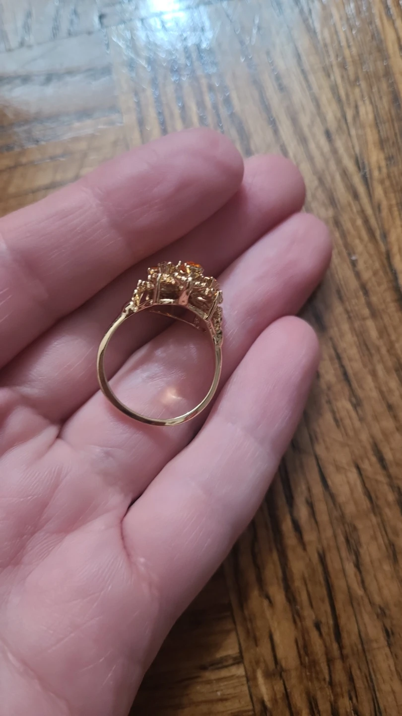 Vintage gold-tone ring with orange stones 🏈 - photo 4