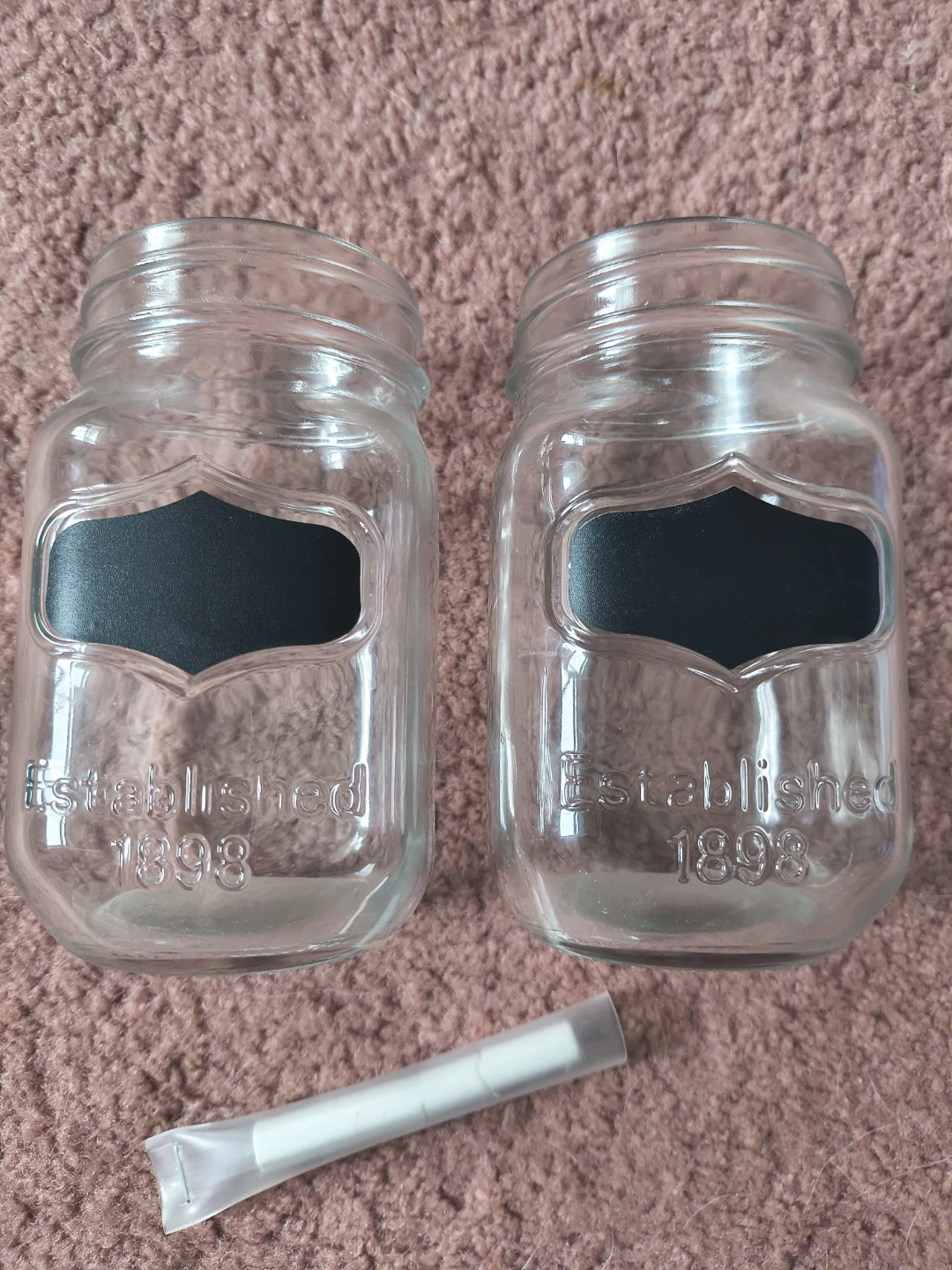 Two chalkboard Glass Mason Jars🏈 - photo 2