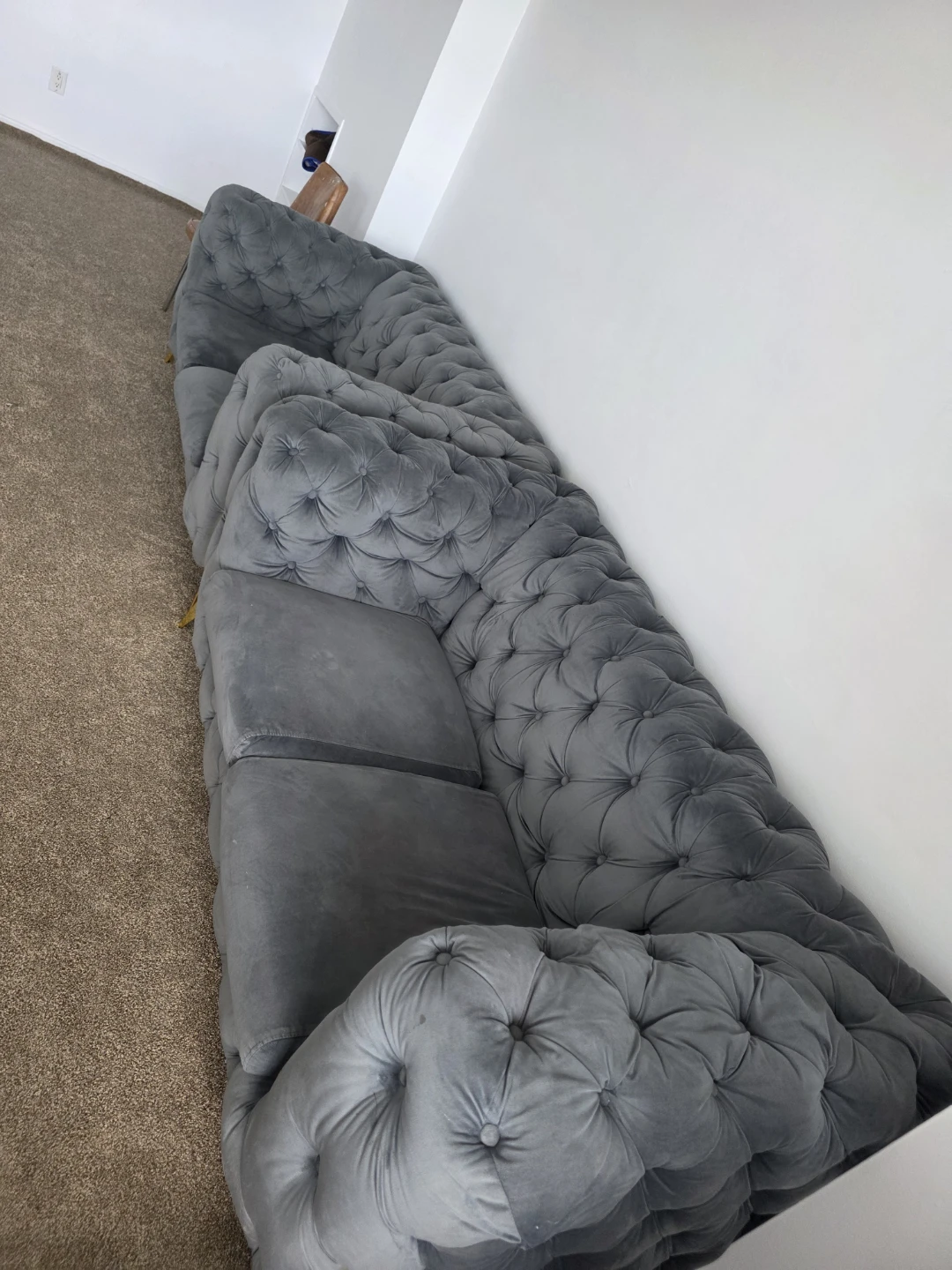 Grey Velvet Chesterfield Sofa