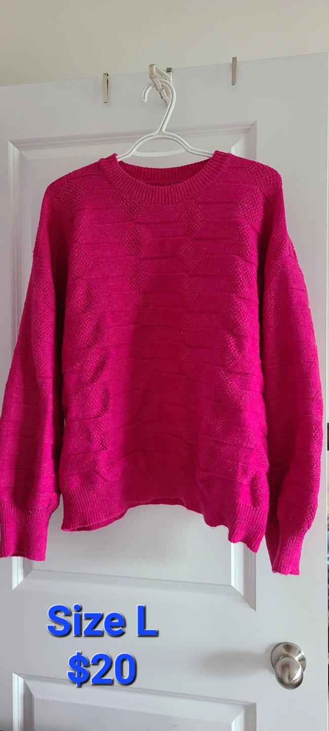 Hot Pink Textured Pullover Sweater