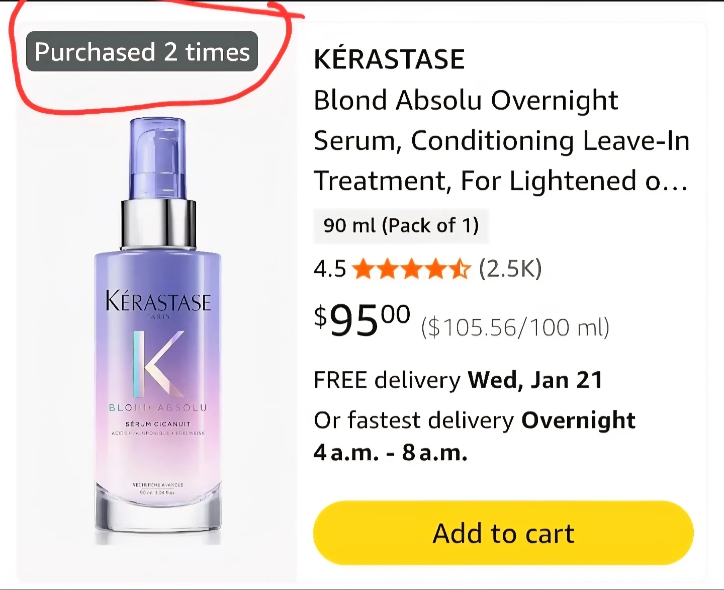 💜Kerastase Blond Absolu Overnight Serum 90ml - photo 2