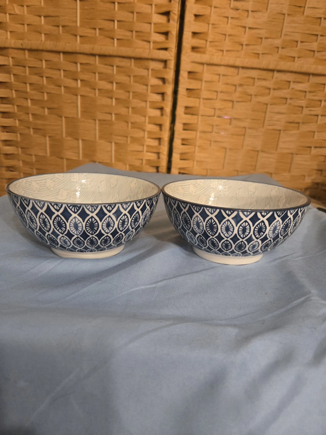 Prima Design Blue & White Porcelain Bowls Pair