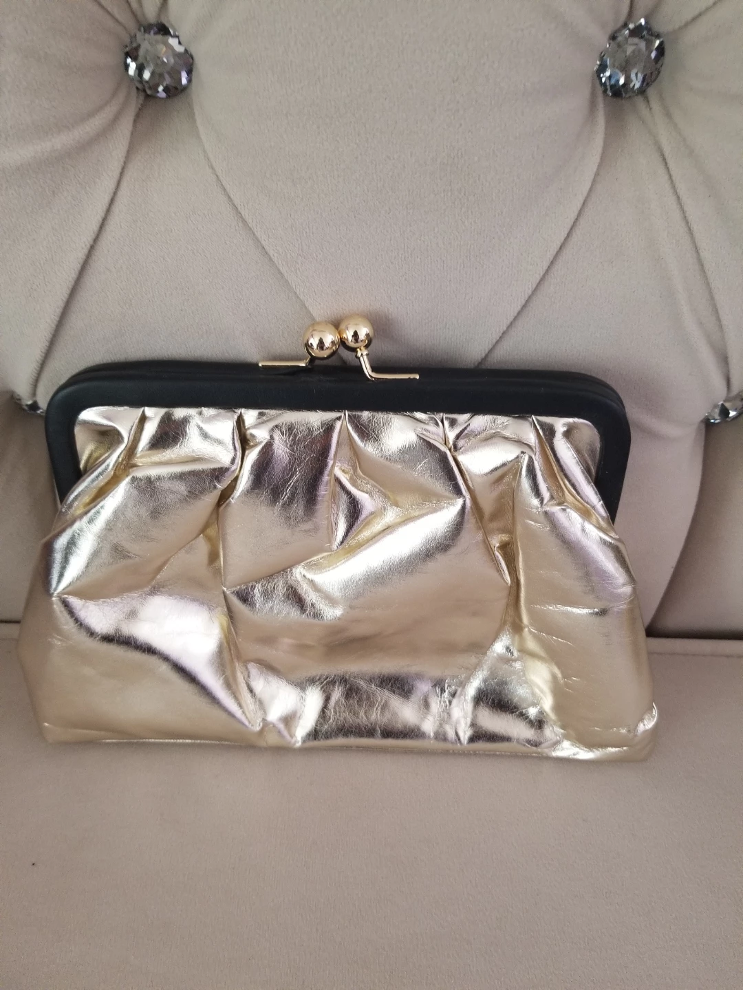 Metallic Gold Kiss-Lock Clutch