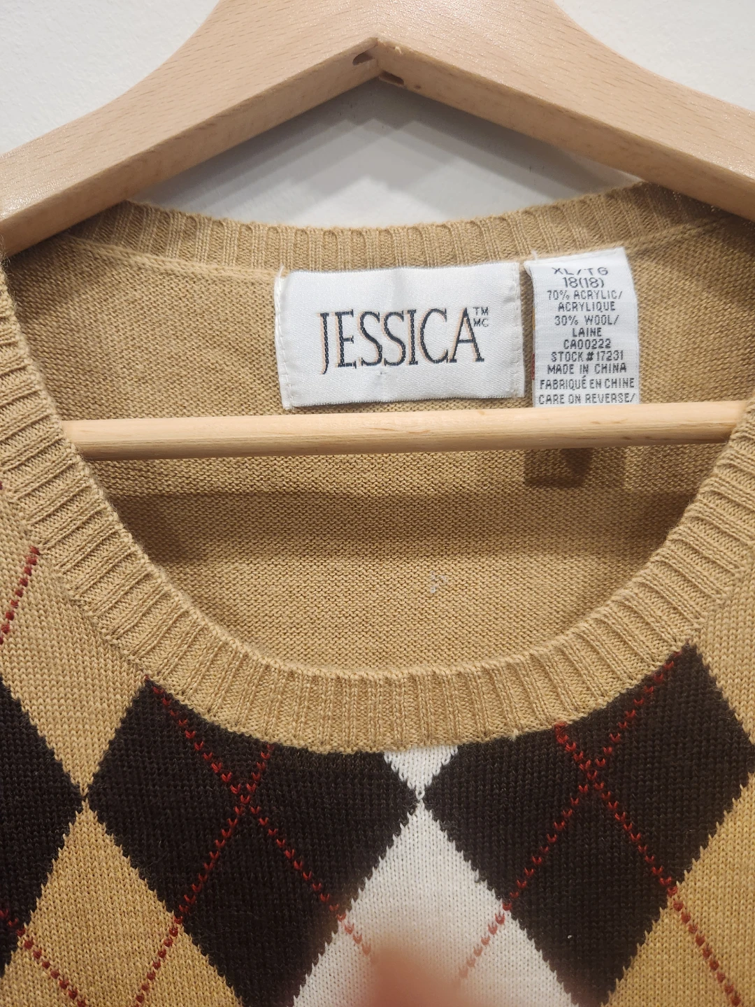 Jessica Argyle Sweater Vest Tan - photo 2