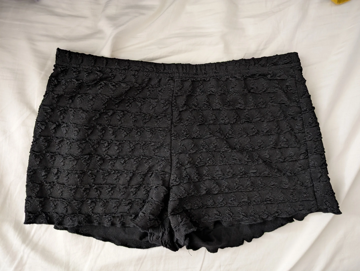 Black textured hot shorts lounge comfortable
