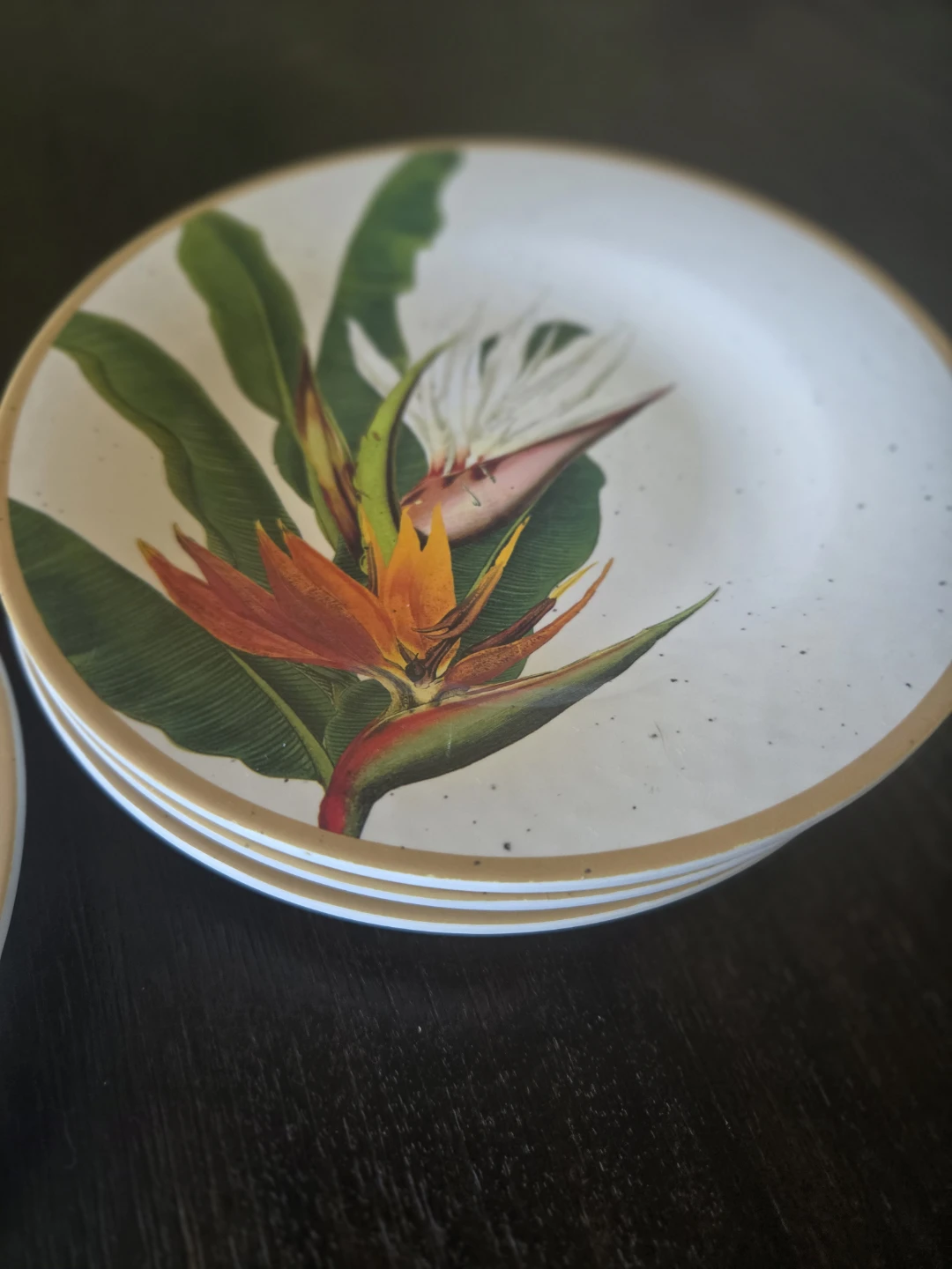 4 Melamine Plates - Bird of Paradise Flower Design - photo 2