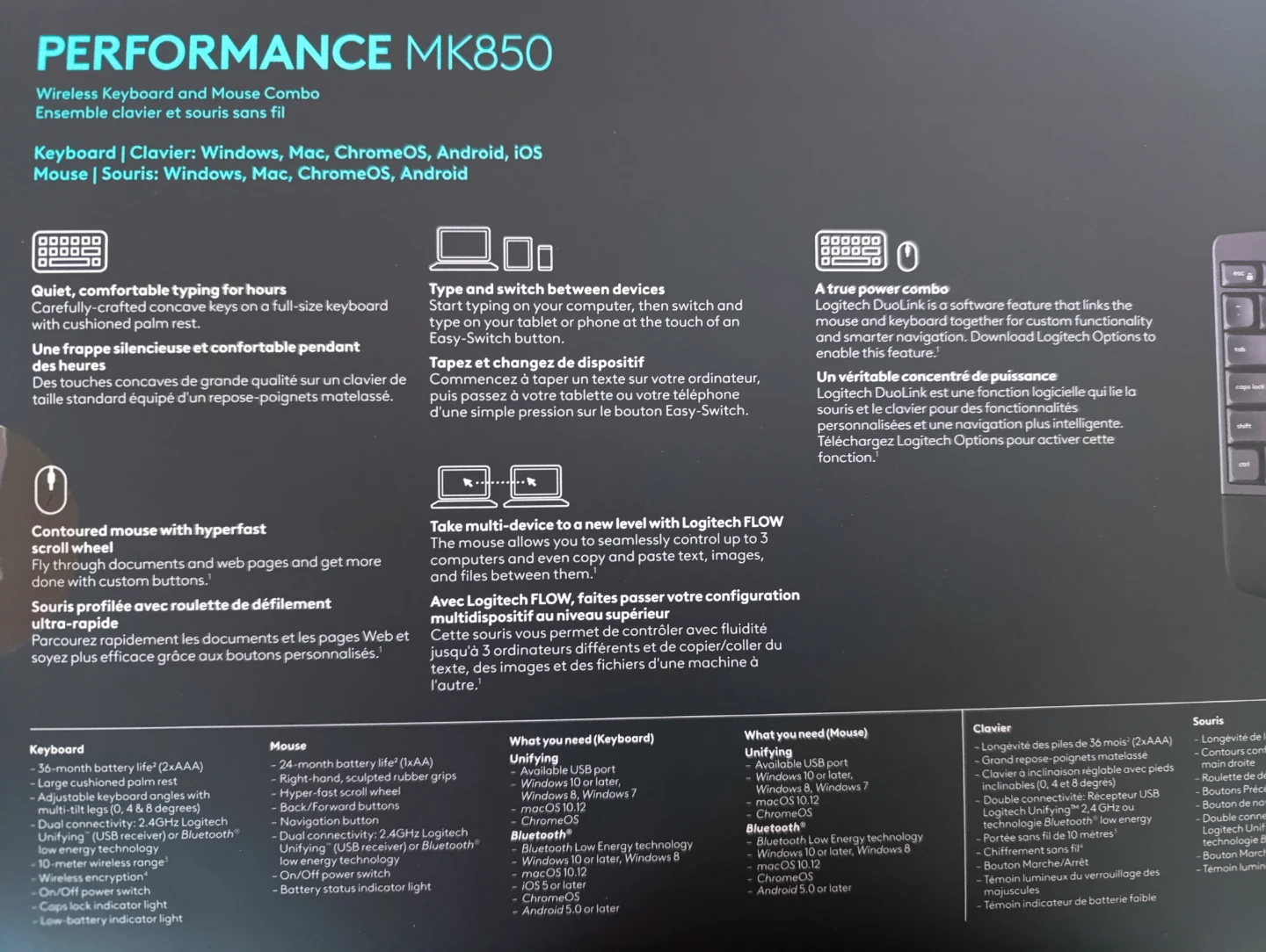 New Logitech MK850 Wireless Keyboard and Mouse Combo - photo 2