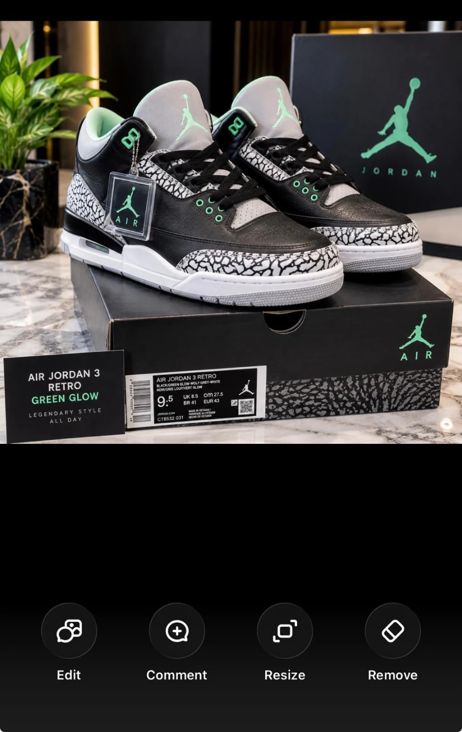 Air Jordan 3 Retro Green Glow Size 9.5 - photo 2