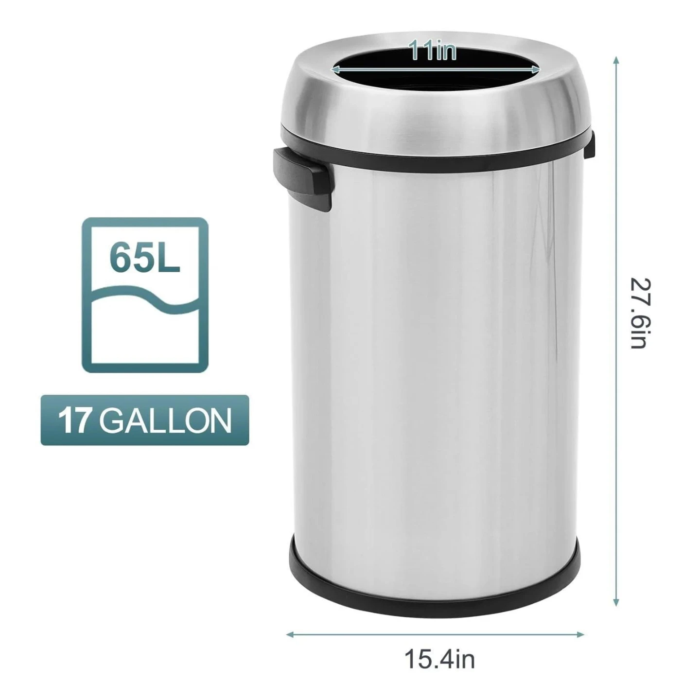 Stainless Steel Round Trash Can - 65L / 17 Gallon