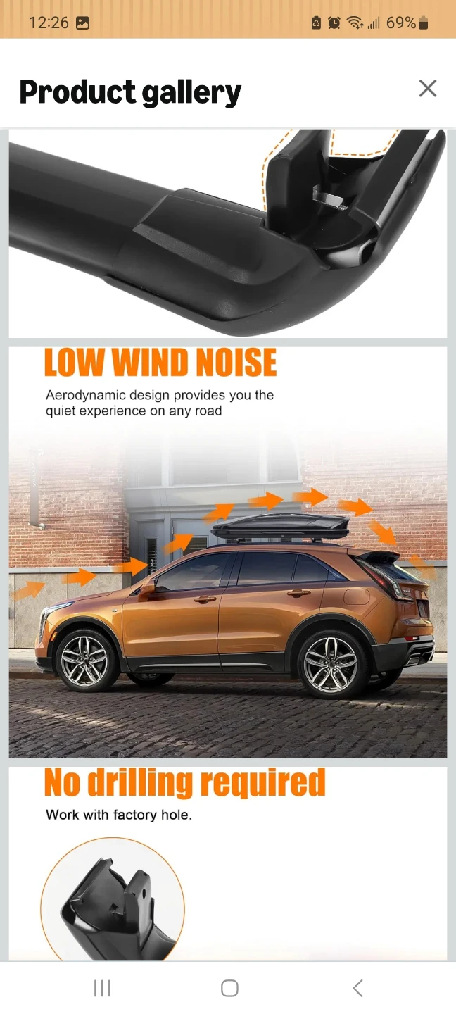 Roof Rack Cross Bars for Cadillac XT4 2018-2025 - photo 3