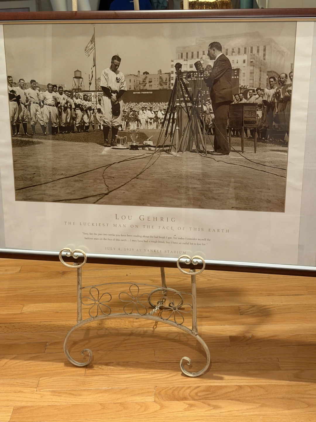 Framed Lou Gehrig "Luckiest Man" Poster Print - photo 2