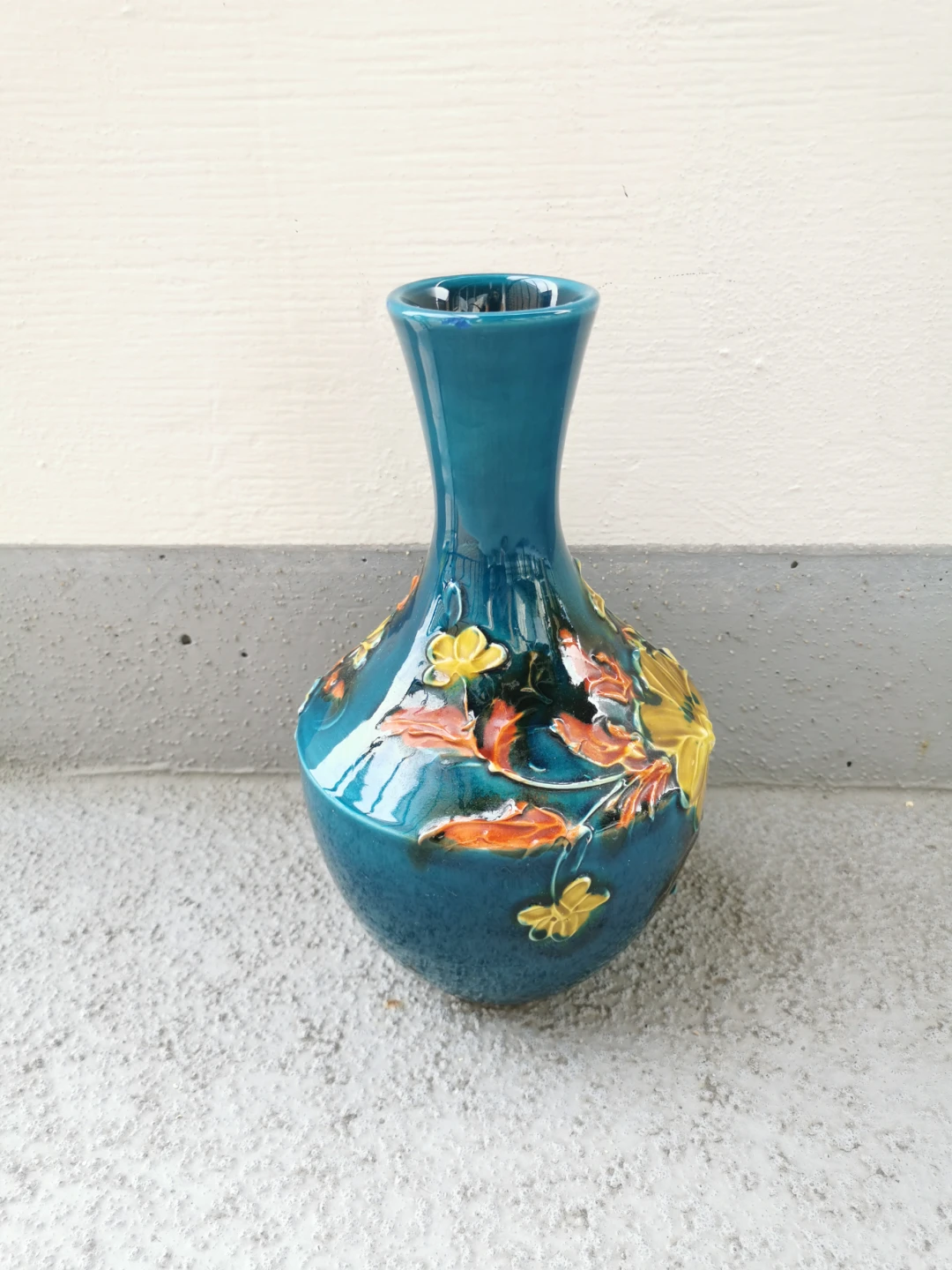 Vintage Italian Alvino Bagni Blue Floral Pottery Jug Vase - photo 3