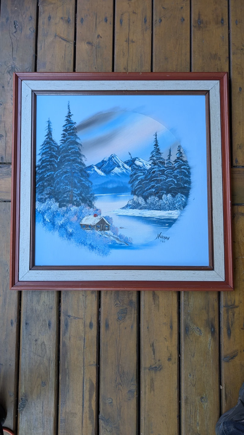 Original Norman winter landscape oil painting