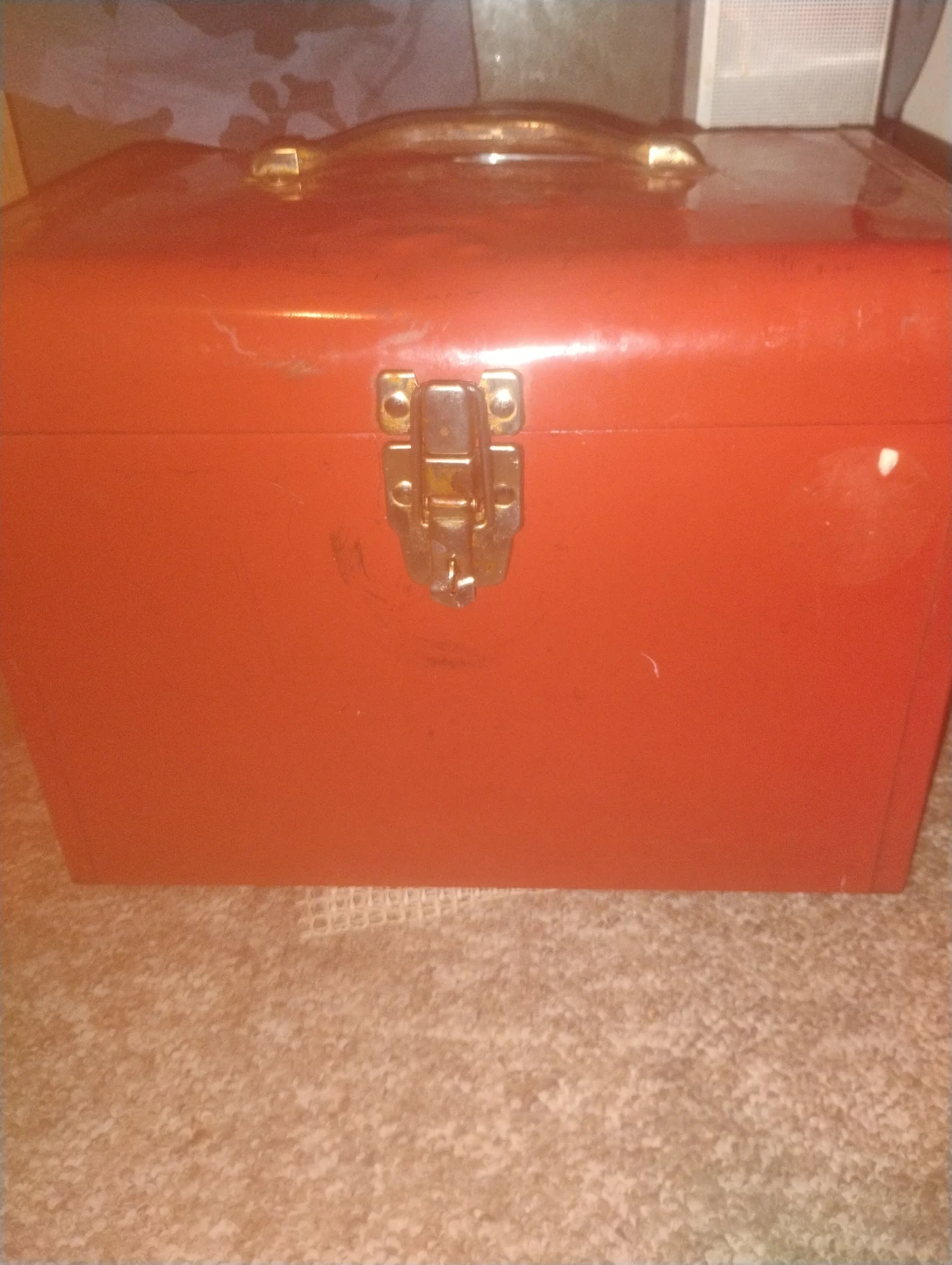 Vintage Metal Tool Box with Assorted Tools