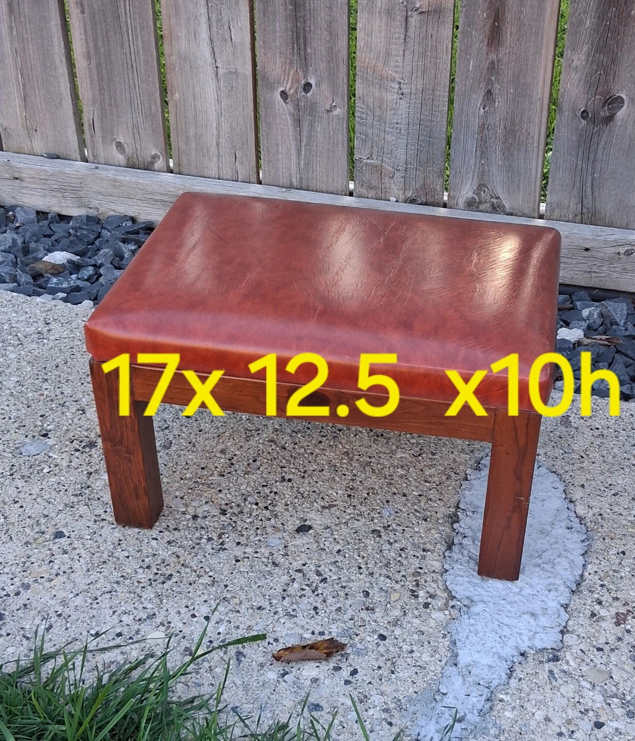Brown Leather Ottoman Stool - photo 2