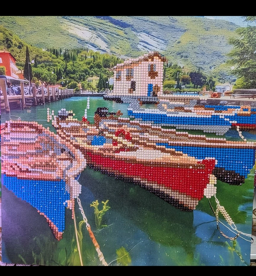 Diamond Painting Kit - Lakeside Boats Scene