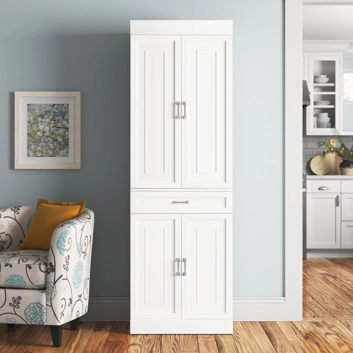 White Kitchen Pantry Cabinet Storage Cupboard – 78” Tall