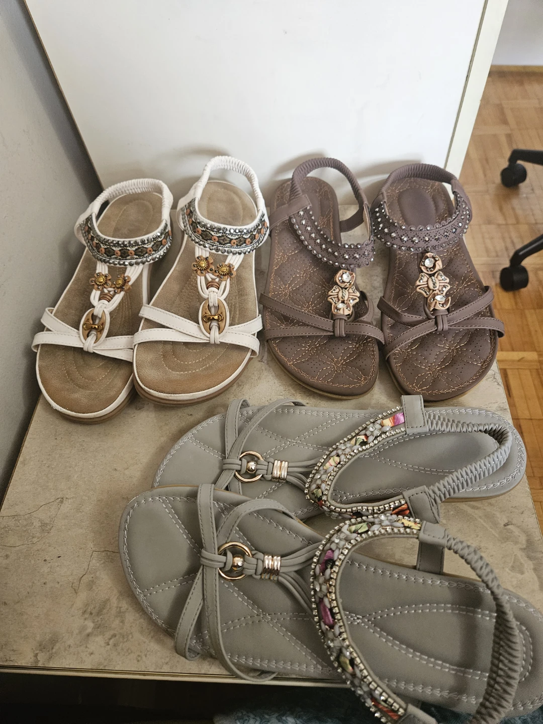 Three Pairs of Embellished Summer Sandals - photo 2