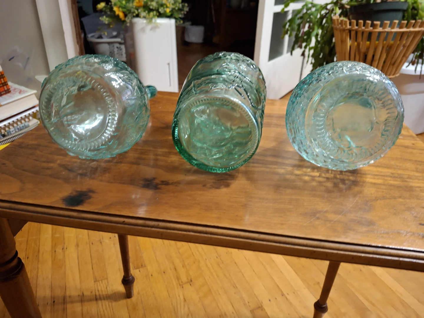 Vintage Aqua Glass Cruet and Decanter Set - 3 Pieces - photo 5