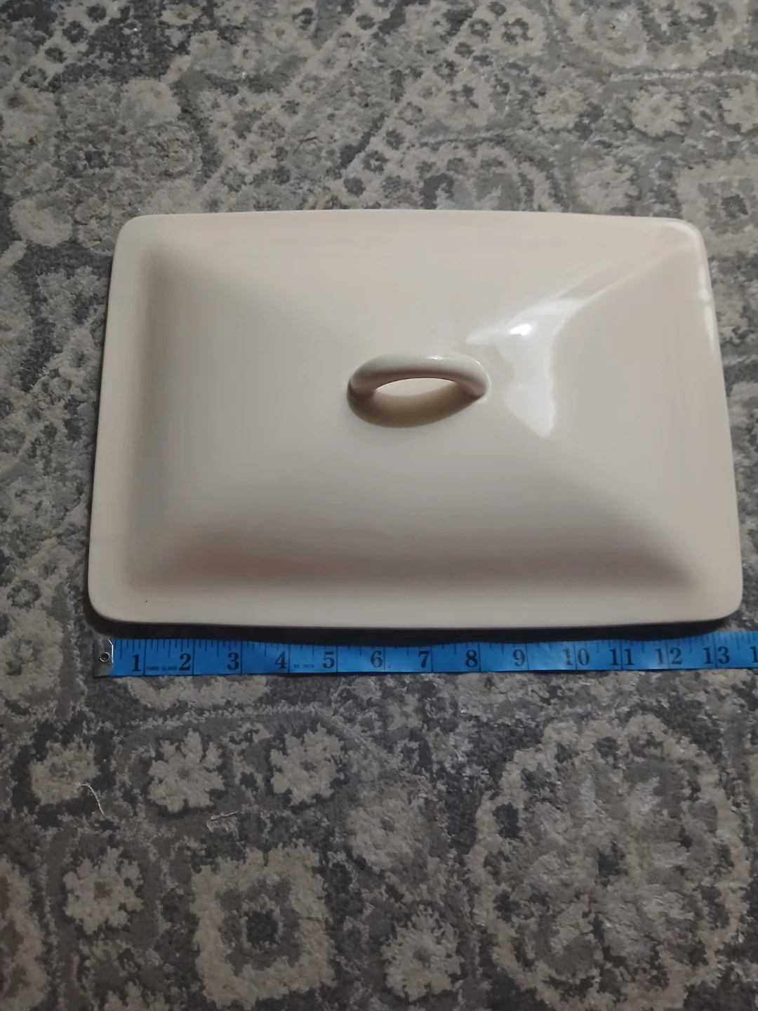 Cream Colored Ceramic Rectangular Serving Lid🏈 - photo 2