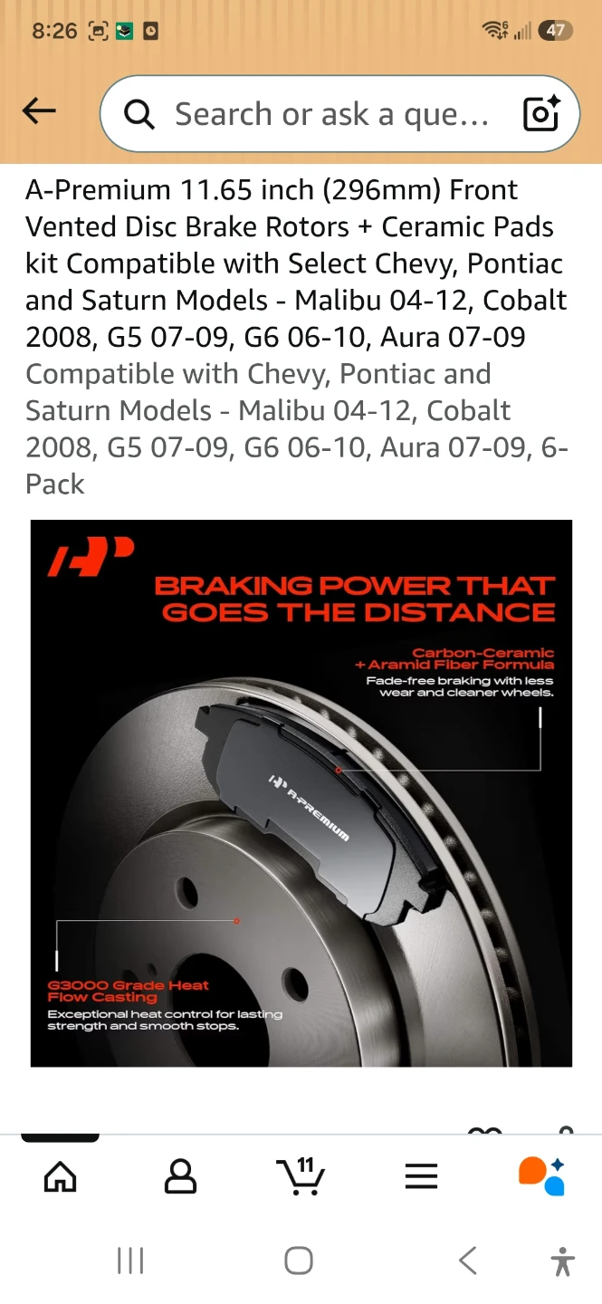 A-Premium Front Vented Brake Rotors and Ceramic Pads Kit - photo 5