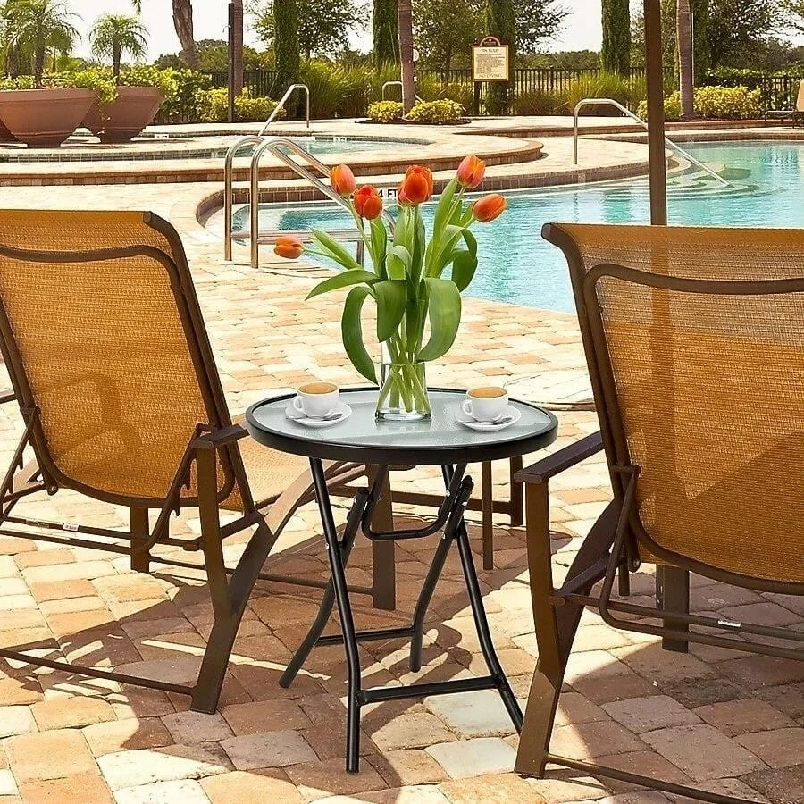 New<> Black Folding Patio Side Table - photo 3