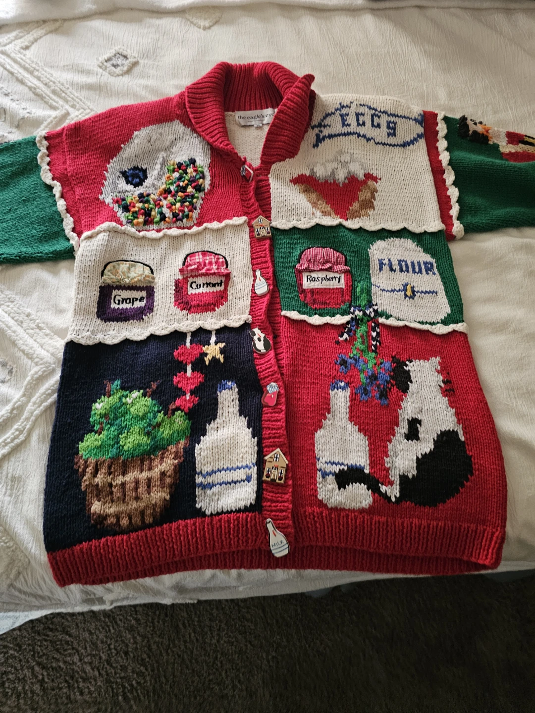 Vintage The Eagle's Eye Kitchen Themed Cardigan - photo 2