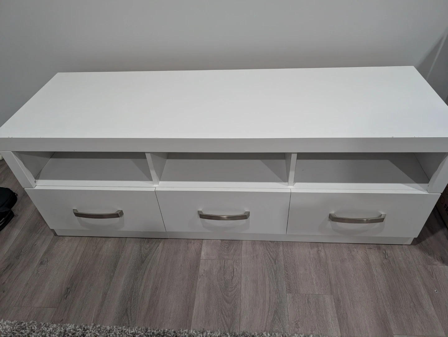 White TV Media Console with Three Drawers