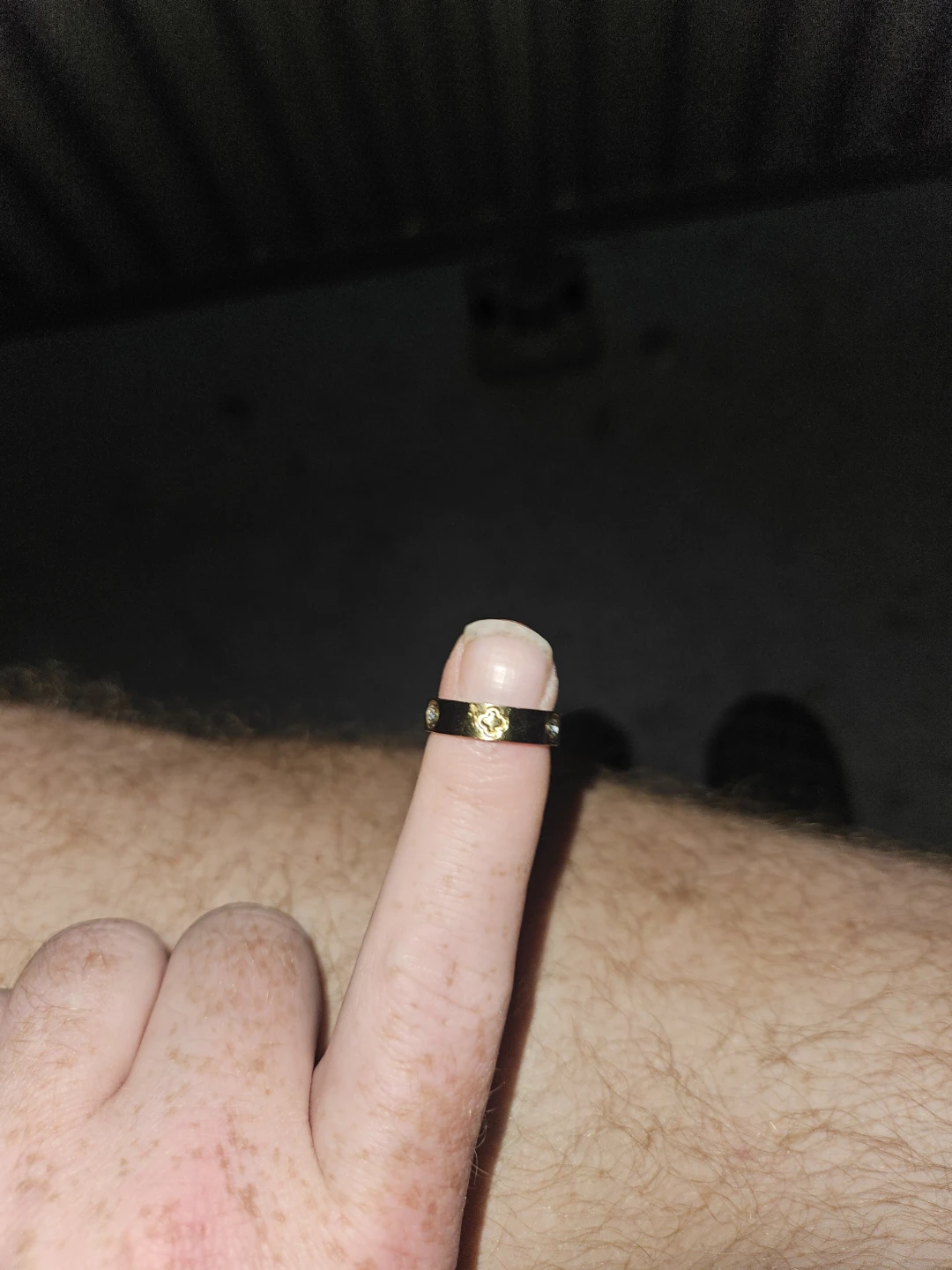 Gold-tone Ring with Clover and Crystal Detail - photo 2