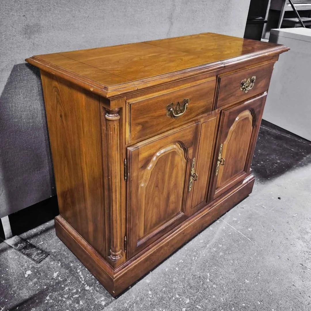 Vintage Solid Walnut Kitchen Island Server On Caster Wheels - photo 4