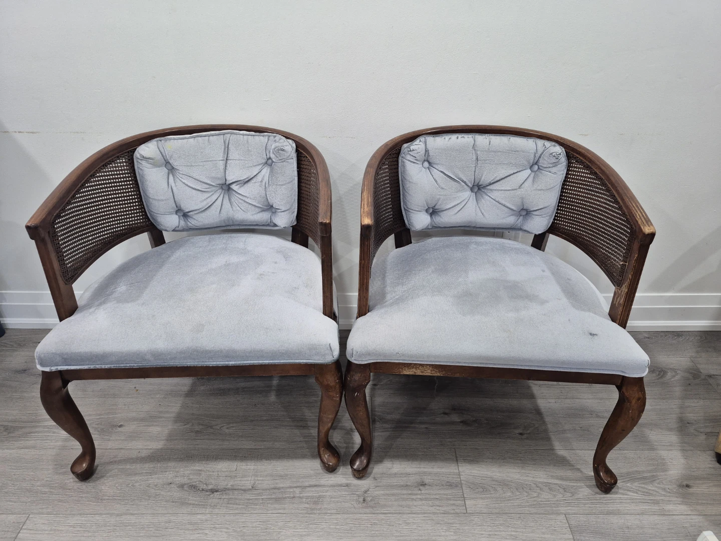 Pair of Vintage Accent Chairs with Cane Back