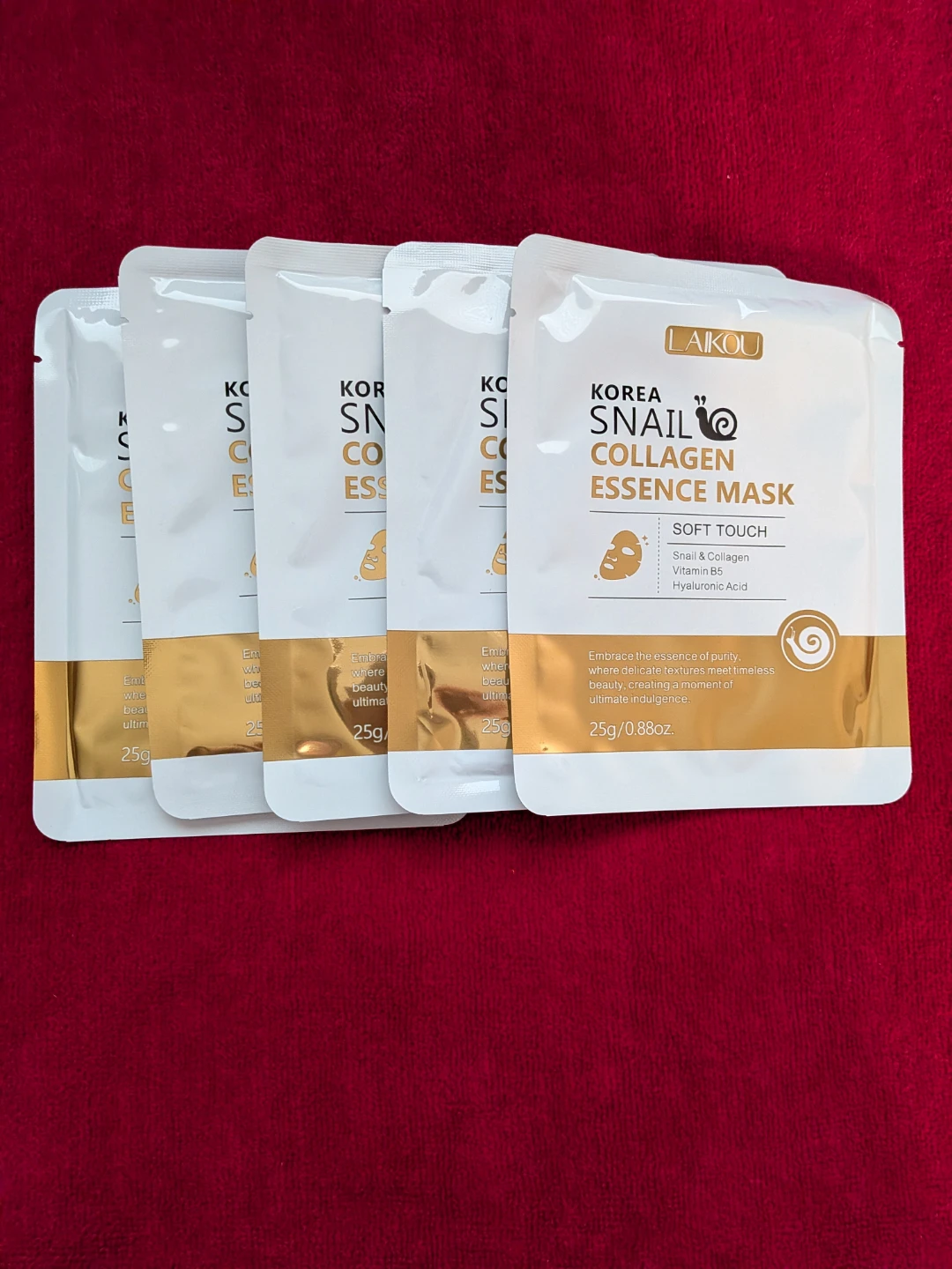 5 Laikou Snail Collagen Essence Mask Packs