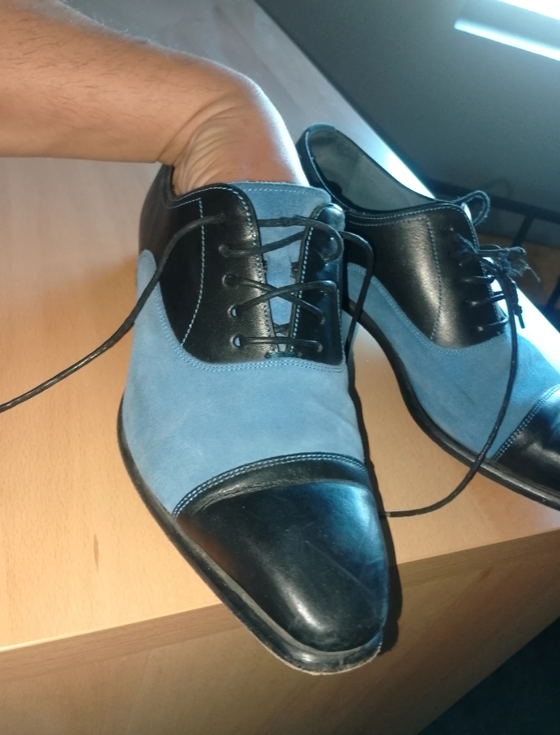 Two-tone Leather and Suede Zampiere Shoes - photo 3