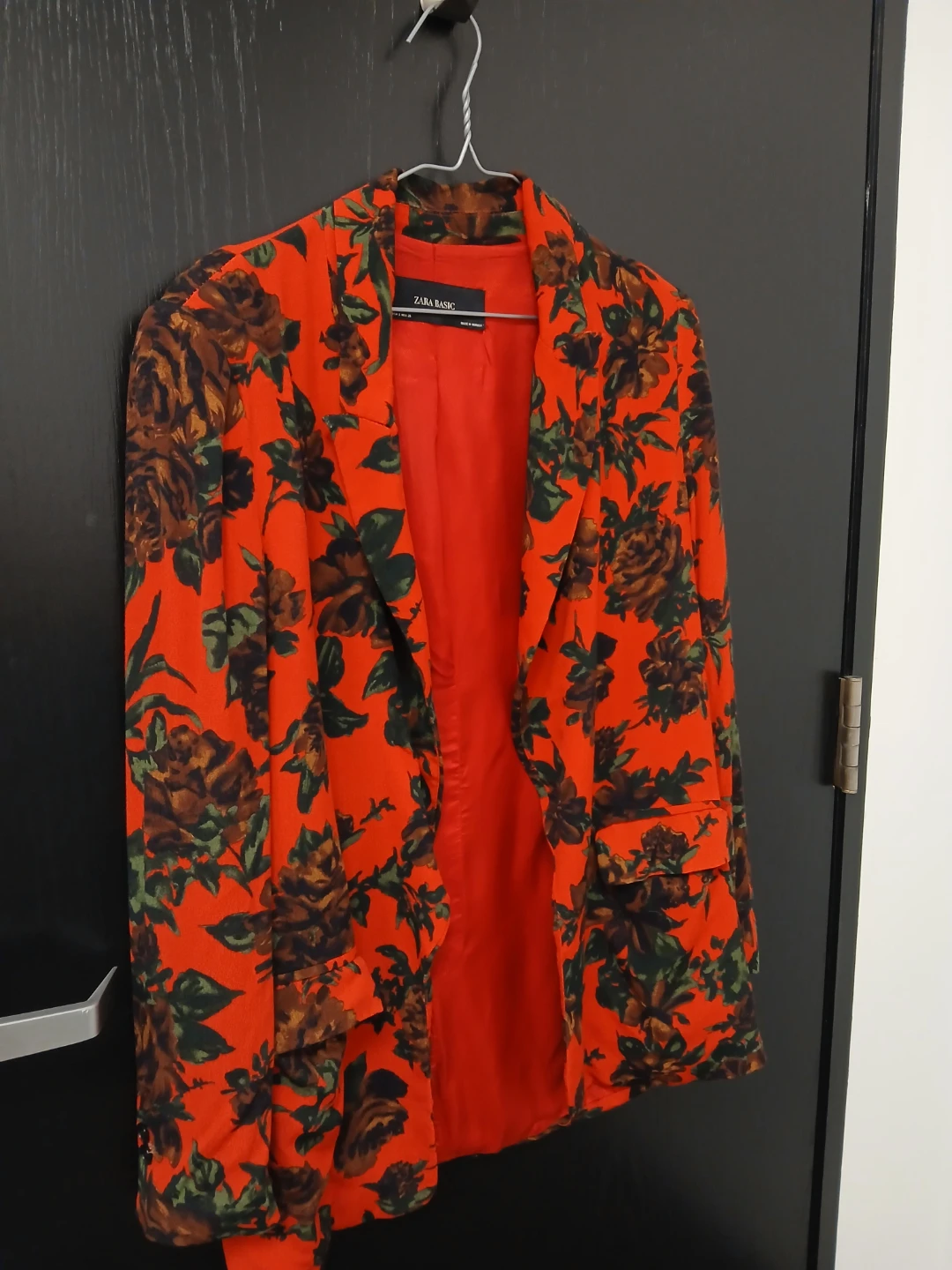 Zara red floral open blazer size small S - photo 2