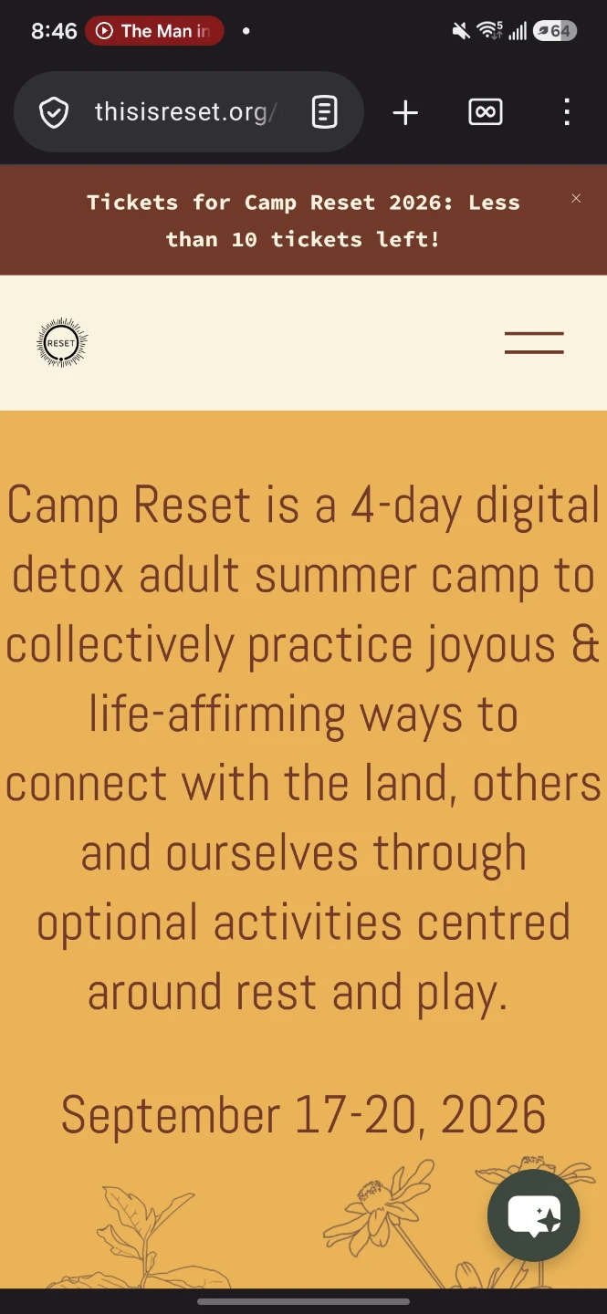 Last-Minute Discounted Ticket to Camp Reset