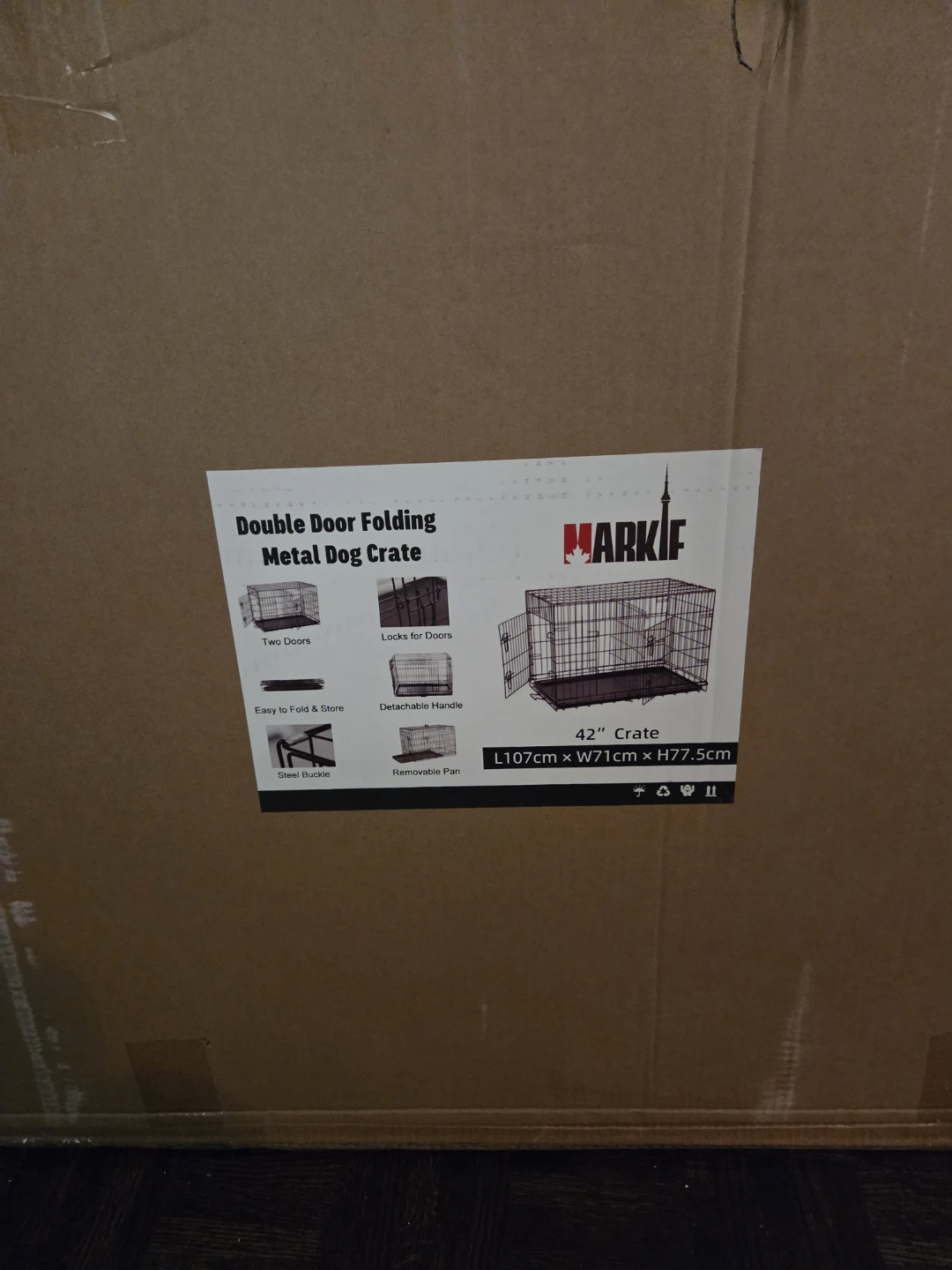 Markif 42-inch Double Door Folding Metal Dog Crate