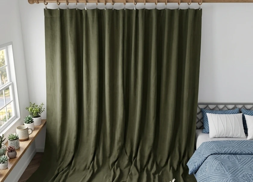 Olive Green Curtain 72W x 102L inch - photo 2