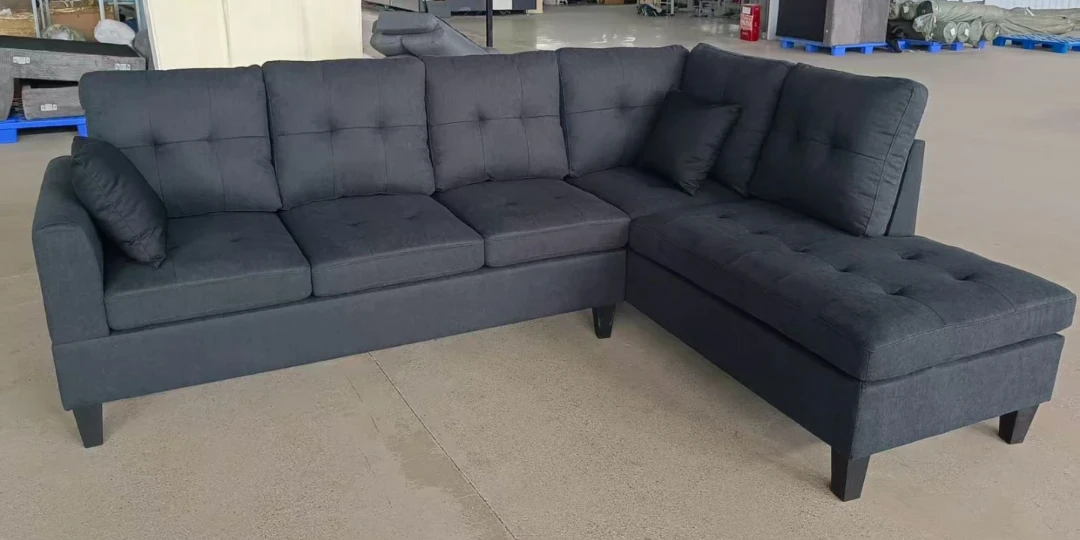 Dark Grey Sectional Sofa with Chaise