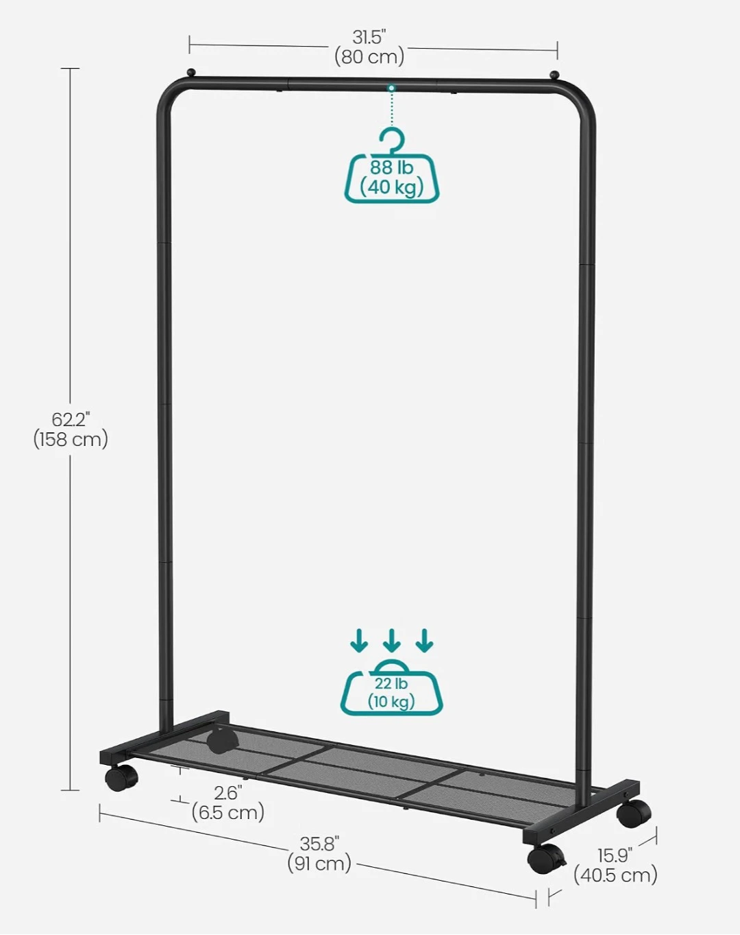 SONGMICS Clothes Rack with Wheels. - photo 2