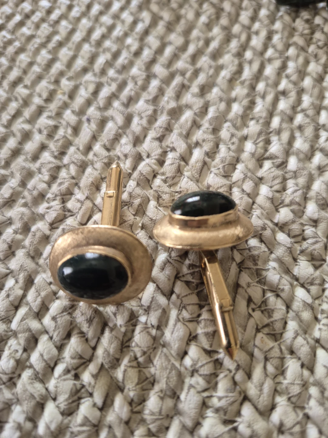 Gold-tone cufflinks with black oval stone - photo 3